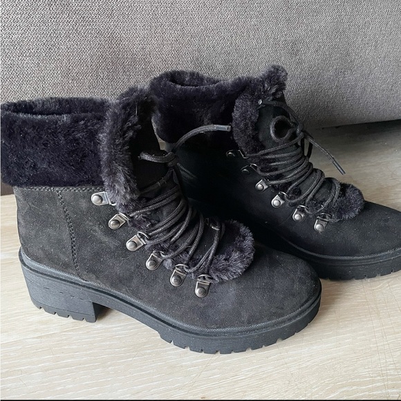 Target Shoes Target Black Betsey Fur Hiking Boots Poshmark